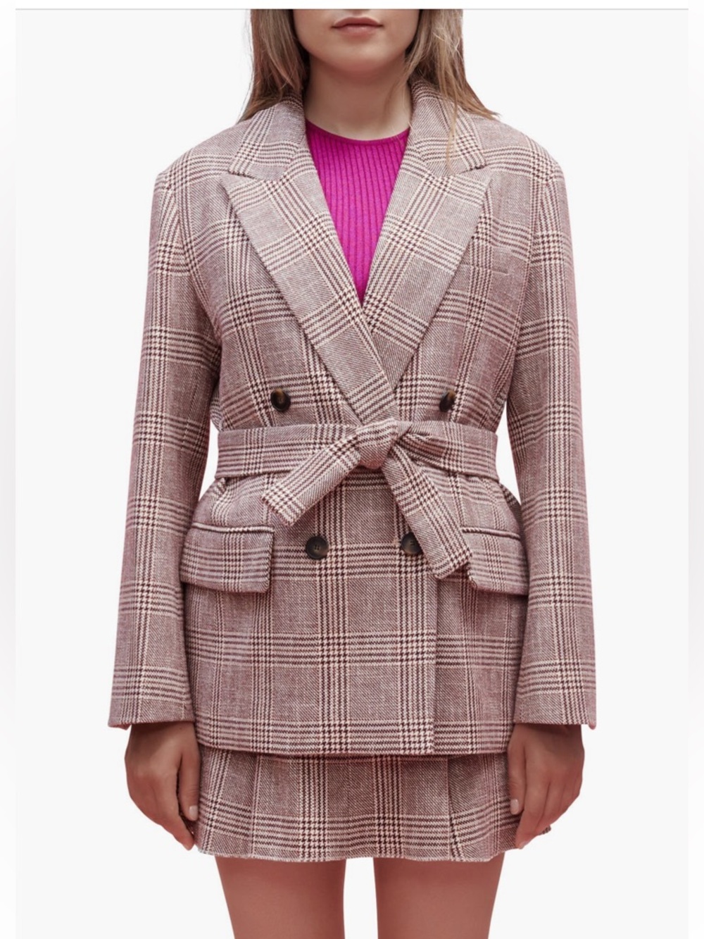 MAJE Vinone Blazer & Jinone Miniskirt in Prince of Whales Check sizes 34 and 36